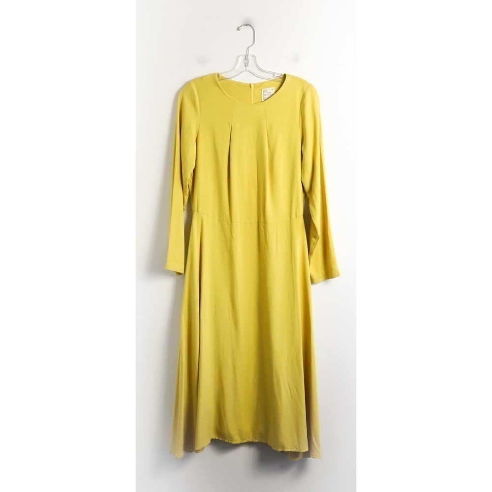 3rd Floor Studio Canadian mustard yellow midi dress below knee long sleeve L